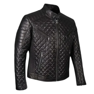 Men Black Full Quilted Leather Jacket